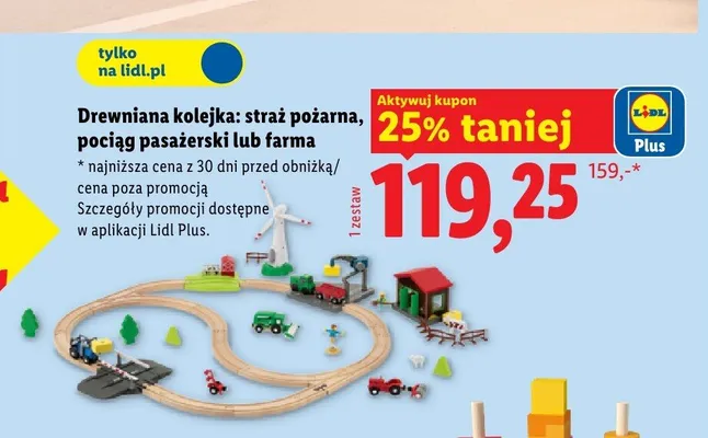Drewniana kolejka straż pożarna promocja w Lidl