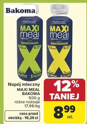Napój mleczny Maxi Meal bananowym promocja w Carrefour
