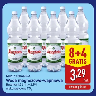 Woda gazowana magnezowo-wapniowa niskonasycona CO2 Muszynianka promocja w Aldi