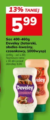 Sos 400-460g Develey (czosnkowy, słodko-kwaśny, czosnkowy, 1000wysp) promocja w Hitpol