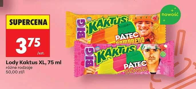 Lody Kaktus XL, różne rodzaje promocja w Biedronka
