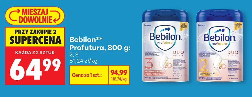 Mleko modyfikowane Bebilon Profutura 2 promocja w Biedronka