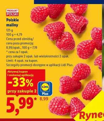 Maliny polskie Ryneczek Lidla promocja w Lidl