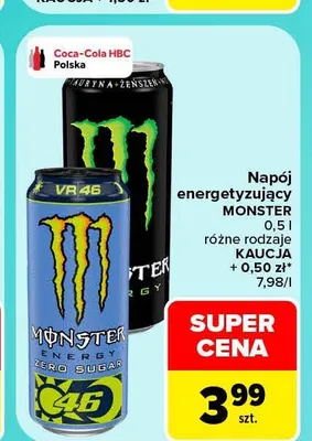 Napój energetyzujący Monster promocja w Carrefour