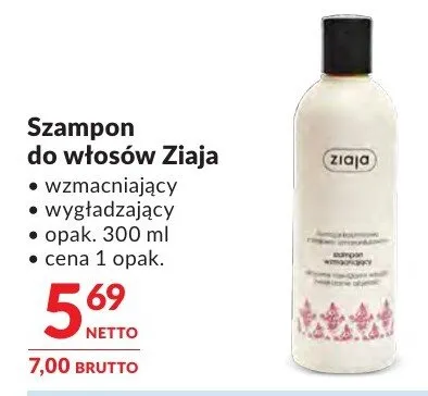 Szampon do włosów Ziaja wzmacniający wygładzający promocja w Makro