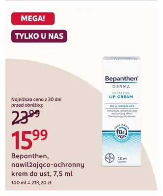 Nawilżająco-ochronny krem do ust Bepanthen Derma promocja w Rossmann