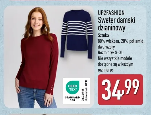 Sweter damski dzianinowy UP2FASHION promocja w Aldi