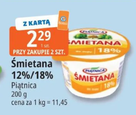 Śmietana 12%/18% Piątnica promocja w Leclerc