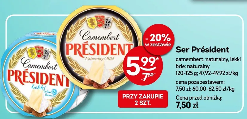 Ser Brie naturalny Président promocja w Żabka