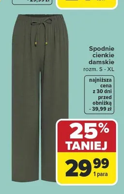 Spodnie cienkie damskie rozm. S-XL promocja w Carrefour