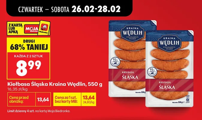 Kiełbasa śląska extra Sokołów promocja w Biedronka