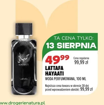Woda perfumowana Lattafa Hayaati promocja w Drogerie Natura