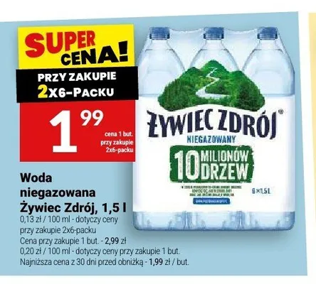 Woda niegazowana Żywiec Zdrój 6-pak 1,5 l promocja w Twój Market