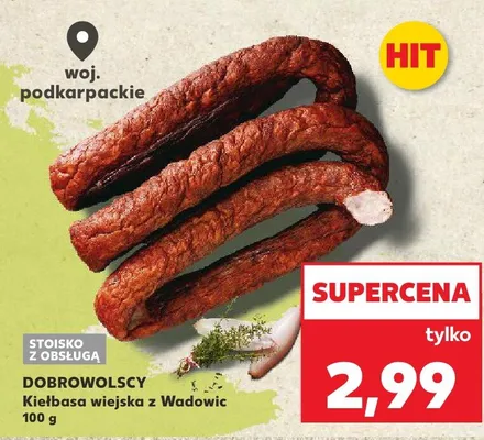 Kiełbasa wiejska z Wadowic promocja w Kaufland