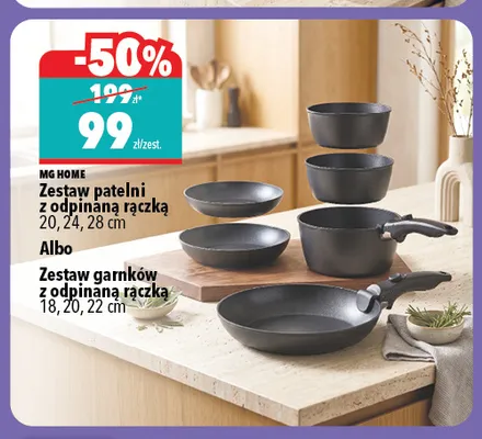Zestaw patelni z odpinaną rączką Mg Home promocja w Biedronka Home