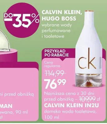 Woda toaletowa damska Calvin Klein In2U promocja w Super-Pharm