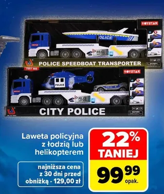 Laweta policyjna z łodzią promocja w Carrefour