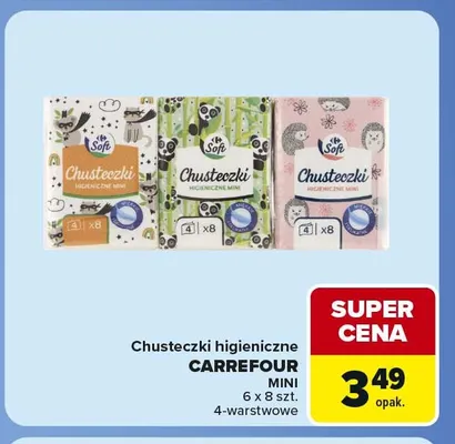 Chusteczki higieniczne Carrefour mini 6-pak 4-warstwowe promocja w Carrefour Market