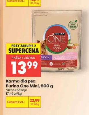 Karma dla psa Purina One Mini Active z wołowiną promocja w Biedronka