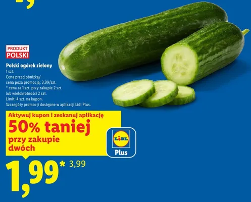 Ogórek zielony polski promocja w Lidl
