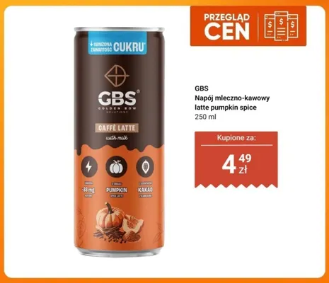 Napój mleczno-kawowy latte pumpkin spice GBS promocja w Dino