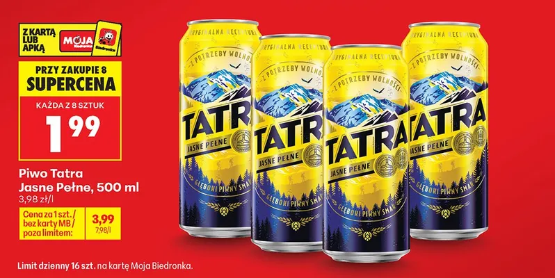 Piwo Tatra Jasne Pełne promocja w Biedronka