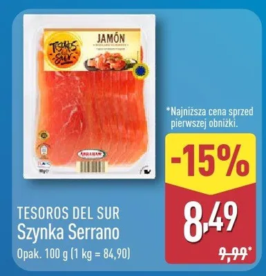 Szynka Serrano Tesoros Del Sur promocja w Aldi