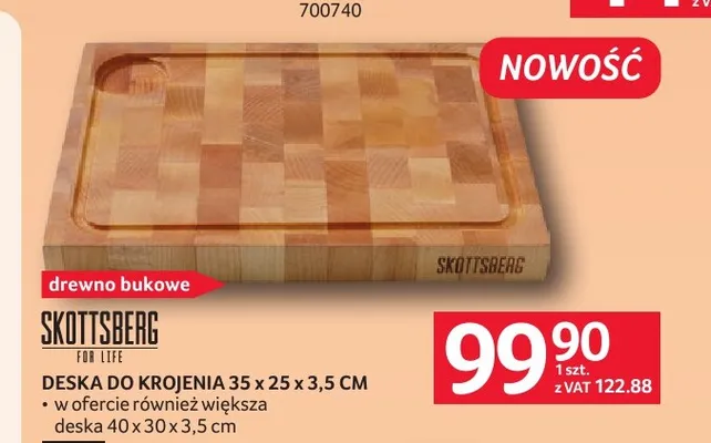 Deska do krojenia 35x25x3,5 cm Skottsberg promocja w Selgros