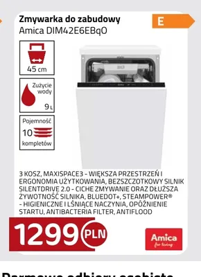 Zmywarka do zabudowy Amica DIM42E6EBqO promocja w kakto.pl