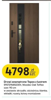 Drzwi zewnętrzne Topos z lustrem Wiśniowski promocja w Castorama