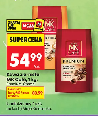 Kawa ziarnista MK Café Crema promocja w Biedronka