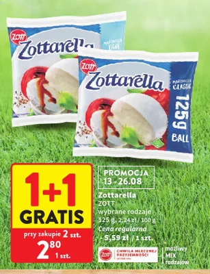 Ser mozzarella Zottarella Classic Zott promocja w Intermarche