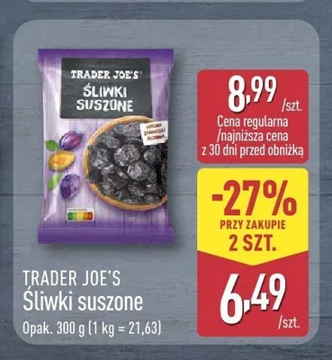 Śliwki suszone Trader Joe's promocja w Aldi