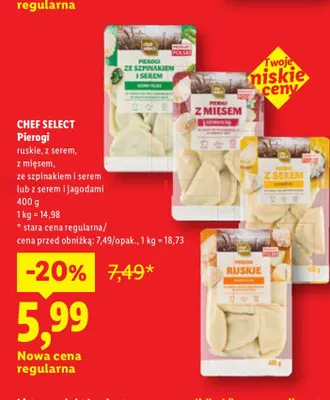 Pierogi ze szpinakiem i serem Chef Select promocja w Lidl