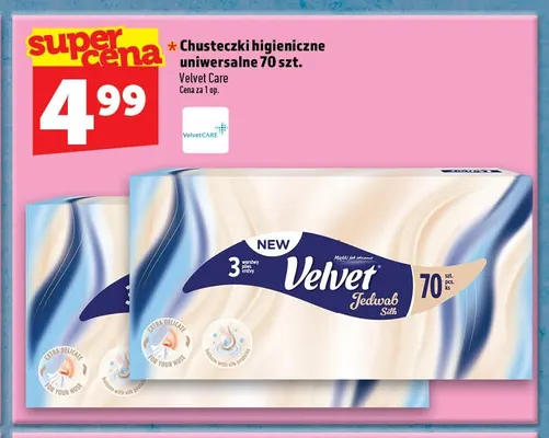 Chusteczki higieniczne uniwersalne Velvet promocja w TOPAZ