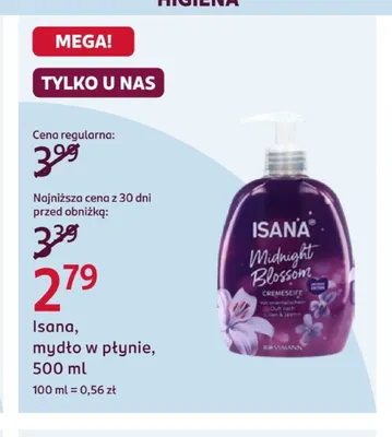 Mydło w płynie Isana promocja w Rossmann