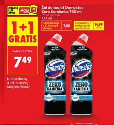Żel do toalet Domestos Zero Kamienia promocja w Biedronka
