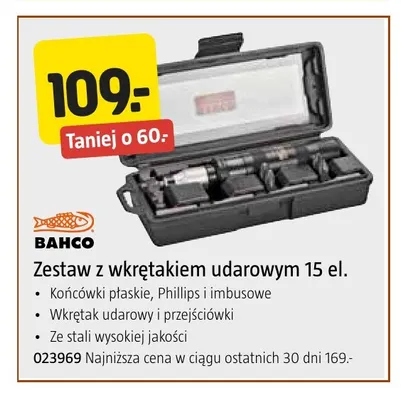 Zestaw z wkrętakiem udarowym 15 el. Bahco promocja w Jula