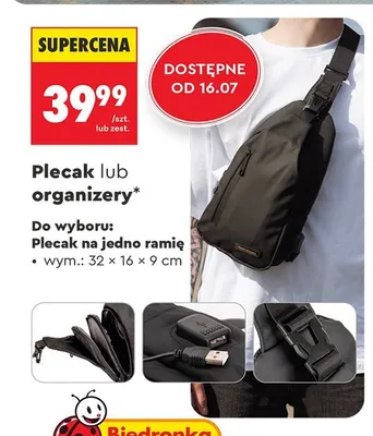 Plecak na jedno ramię WINGS promocja w Biedronka