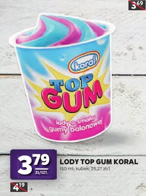 Lody Top Gum o smaku gumy balonowej promocja w Stokrotka
