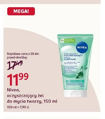 Oczyszczający żel do mycia twarzy Nivea promocja w Rossmann