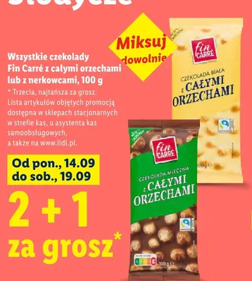 Czekolada mleczna z całymi orzechami Fin Carré promocja w Lidl