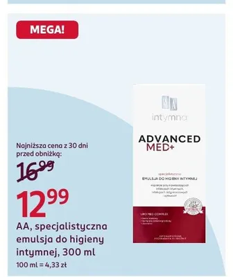 Specjalistyczna emulsja do higieny intymnej AA promocja w Rossmann