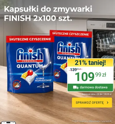 Kapsułki do zmywarki Finish 2-pak 100 szt promocja w ERLI