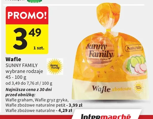 Wafle zbożowe naturalne Sunny Family promocja w Intermarche