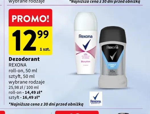Dezodorant roll-on Rexona promocja w Intermarche