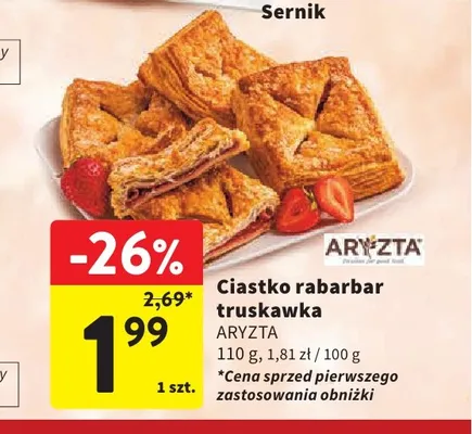 Ciastko rabarbar truskawka Aryzta promocja w Intermarche