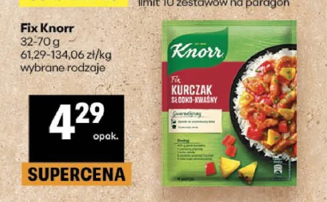 Fix Kurczak Słodko-Kwaśny Knorr promocja w Delikatesy Centrum
