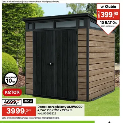Domek narzędziowy ASHWOOD 4,7m2 216x216x226cm promocja w Leroy Merlin