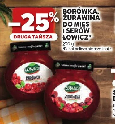 Dżem borówka Łowicz do mięs i serów promocja w Stokrotka